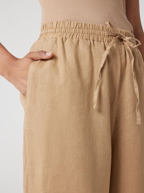 J-Luxe Classic Linen Pant, Brown, hi-res