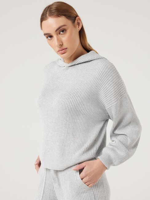 J-Luxe Rib Hoodie, Grey Marle, hi-res