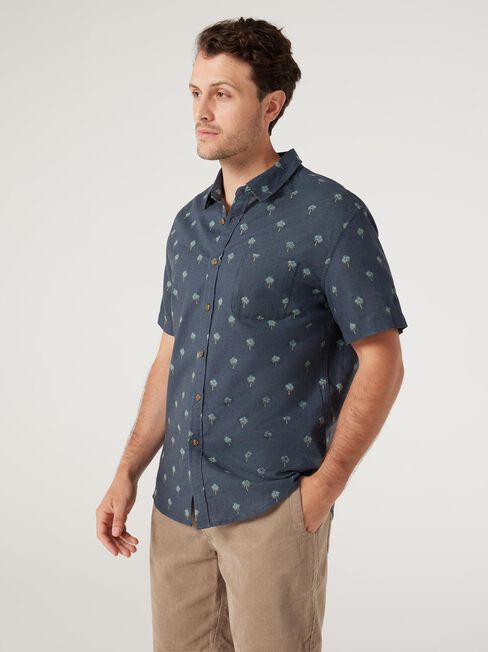 SS Grady Print Linen Shirt | Jeanswest