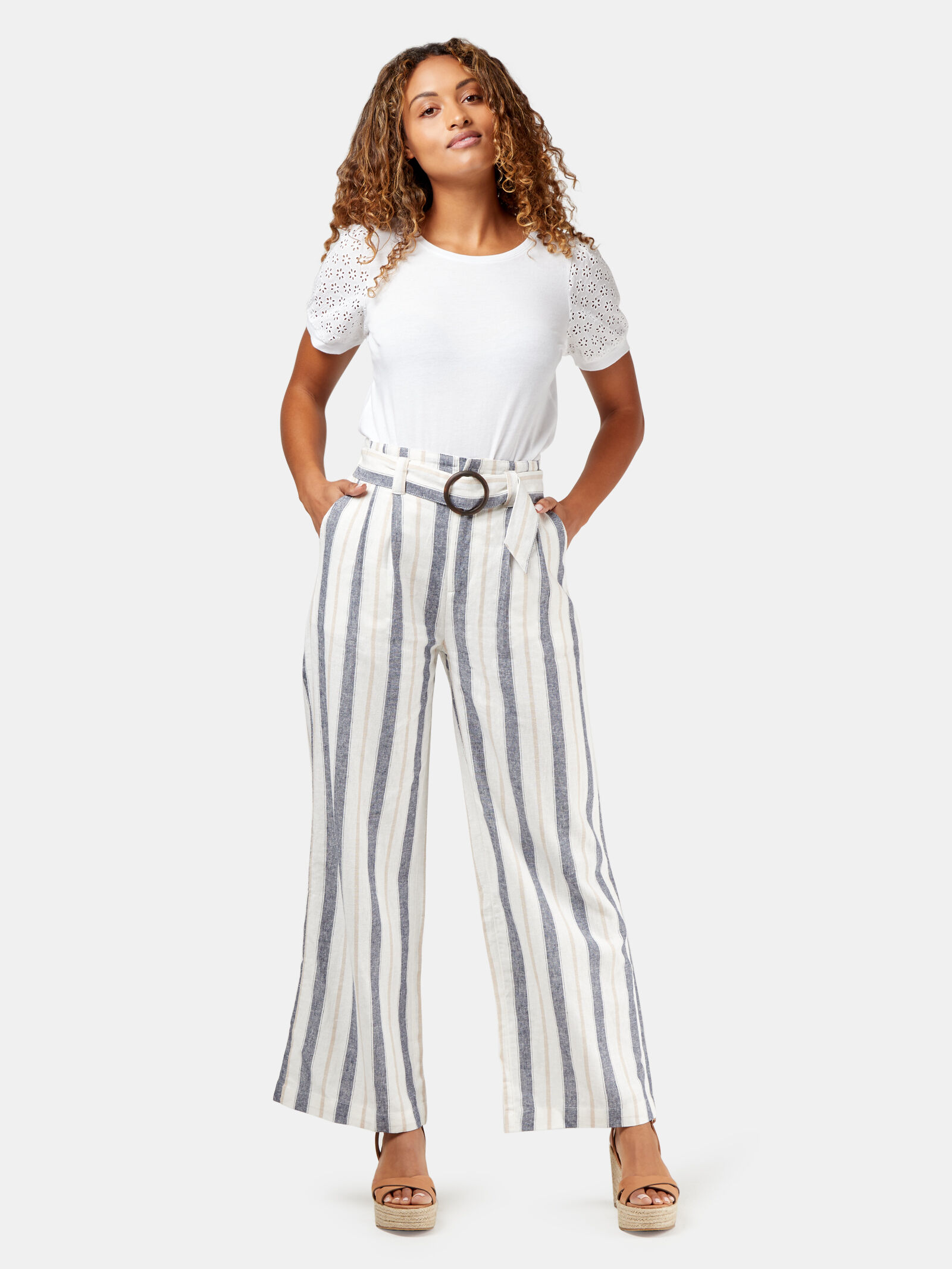 Grey and white 2025 striped pants