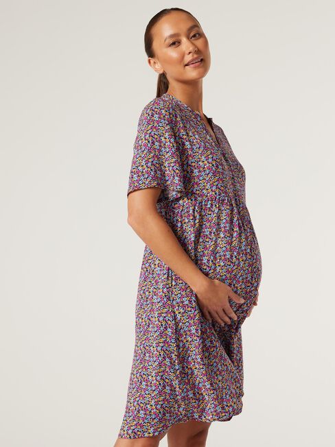 Floral Half Button Maternity Dress | Jeanswest