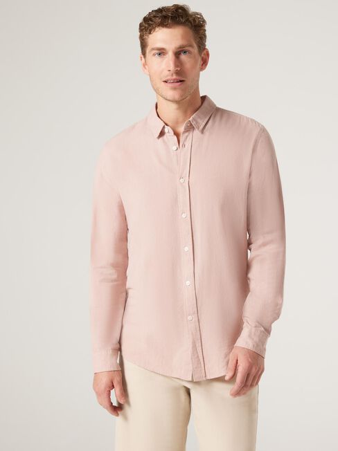 Aston Relaxed Linen Shirt, Pink, hi-res