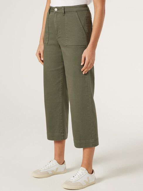 Kelsey Utility Relaxed Capri, Khaki, hi-res