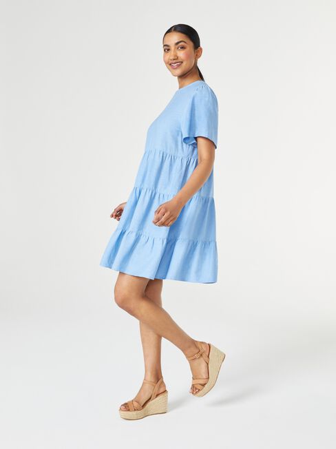 Bobby Tiered Dress, Azure, hi-res