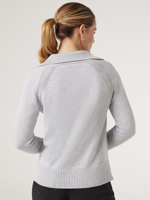 Amalia Collared Knit, Grey Marle, hi-res