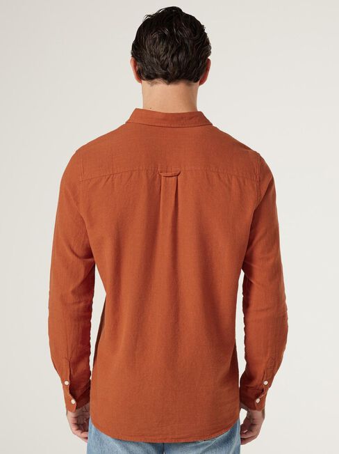 Aston Relaxed Linen Shirt, Orange, hi-res