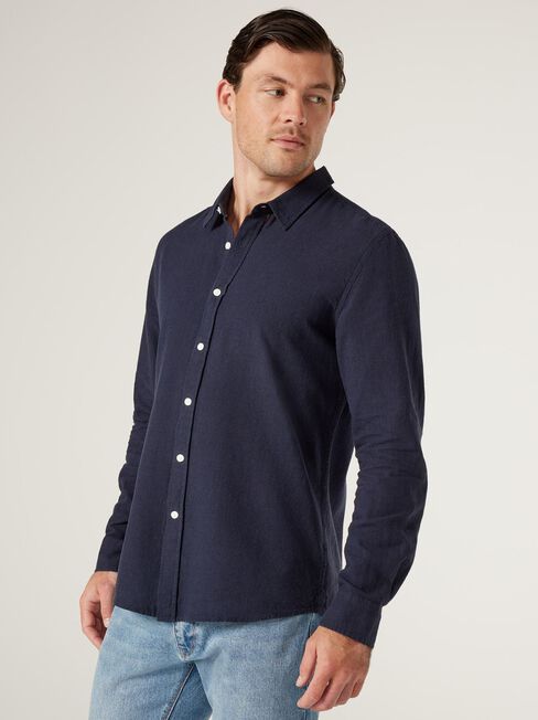 Aston Relaxed Linen Shirt, Blue, hi-res