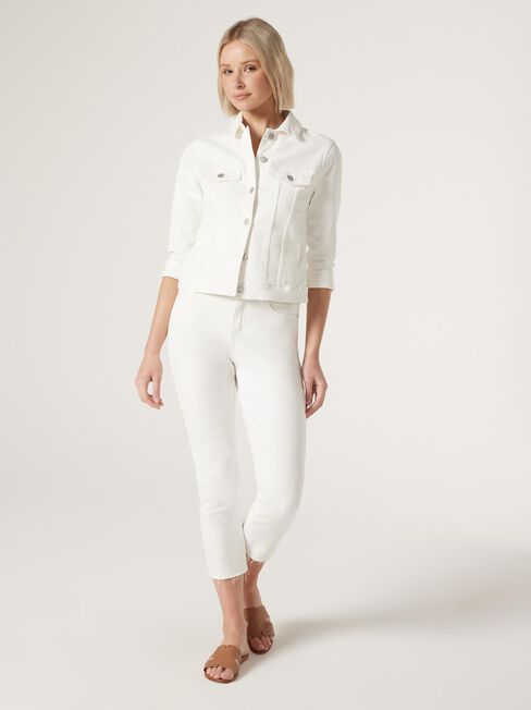 Classic Denim Jacket, White, hi-res