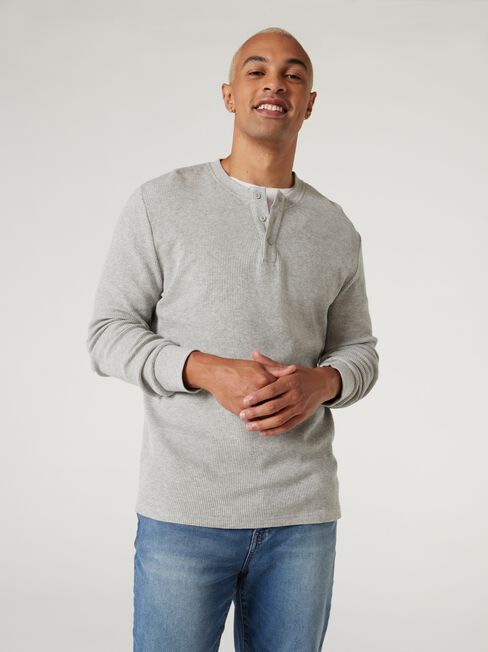 Men's Waffle-Knit Henley Athletic Top - All In Motion™ Gray S