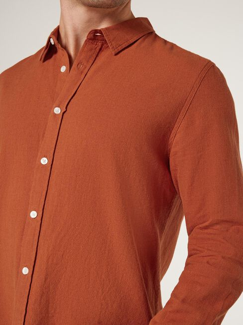 Aston Relaxed Linen Shirt, Orange, hi-res