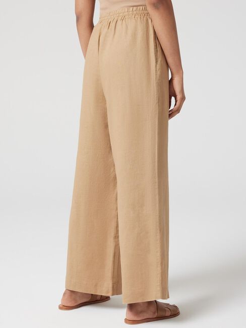 J-Luxe Classic Linen Pant, Brown, hi-res