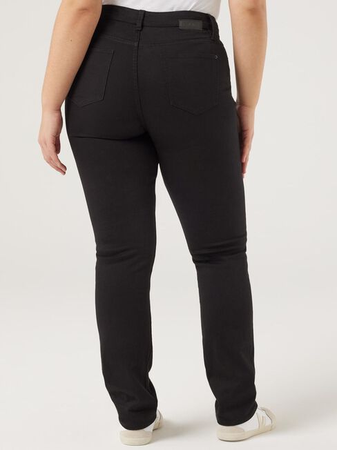 Curve Slim Straight Jeans, Black, hi-res