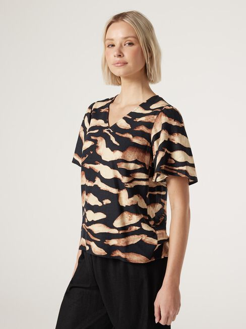 Avery V-Neck Top, Print, hi-res