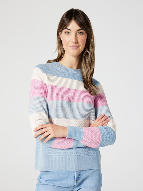 Poppy Multi Twist Knit, Blue & Pink Multi, hi-res