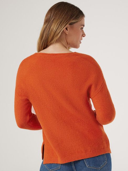 Avery V-Neck Knit, Orange, hi-res