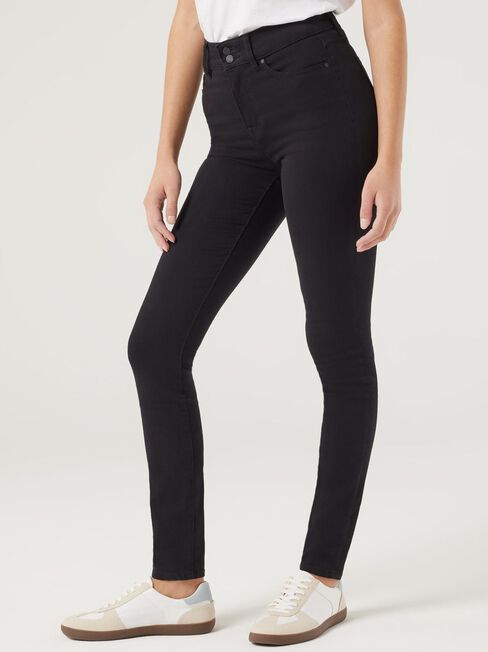 Tummy Trimmer Skinny Jeans, Black, hi-res