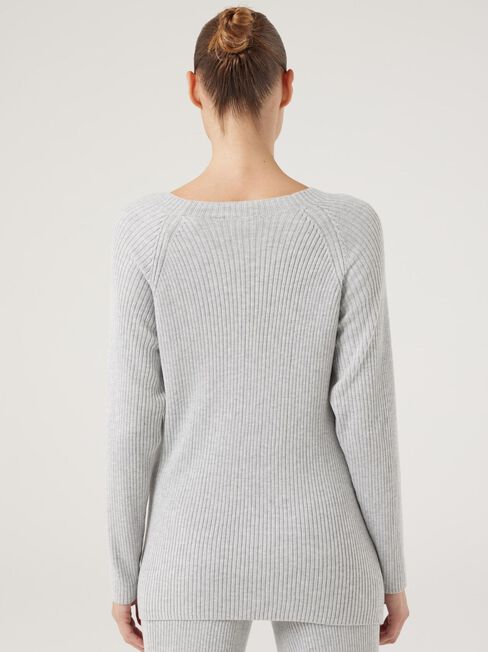 J-Luxe Rib Raglan Top, Grey Marle, hi-res