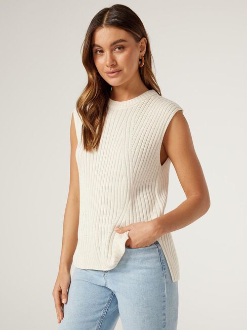 Stella Rib Sleeveless Knit, Yellow, hi-res