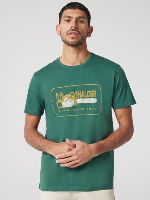 Short Sleeve Halder Crew Tee, Green, hi-res