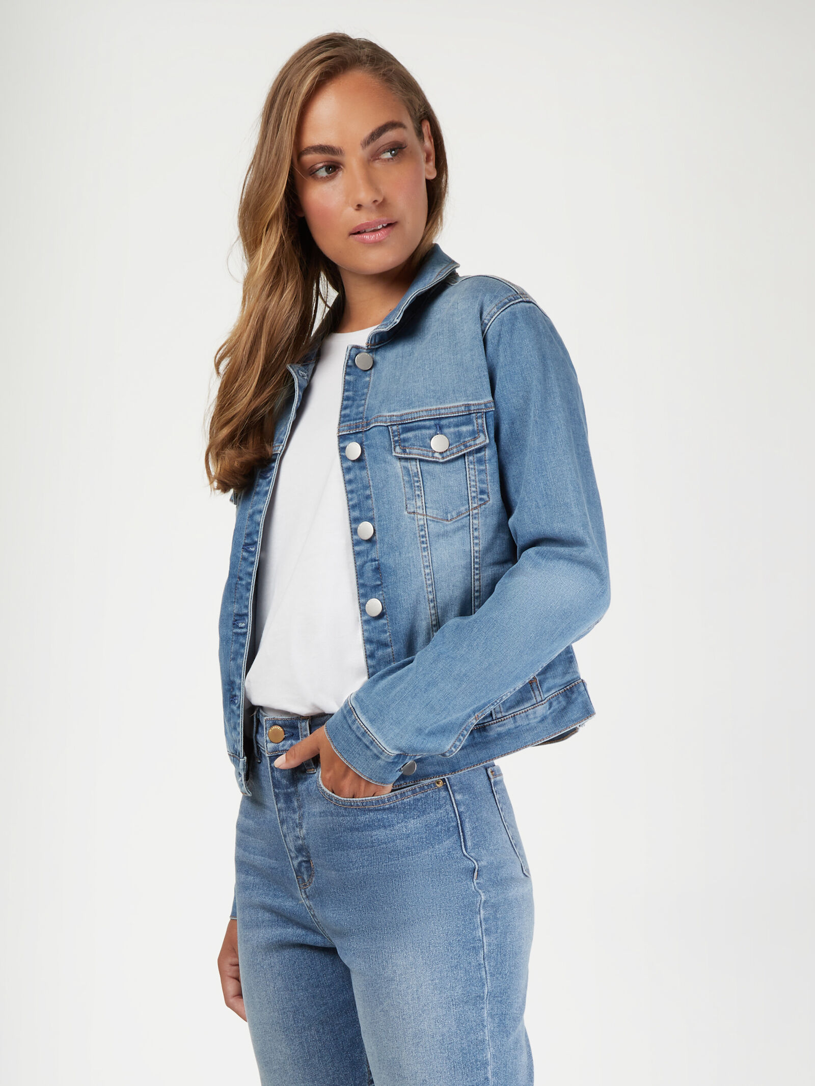 Elastic denim sale jacket