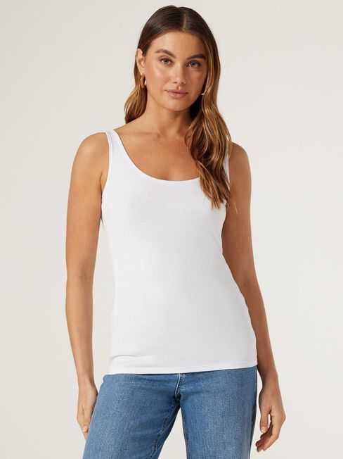 Lola Cotton Basic Tank, White, hi-res