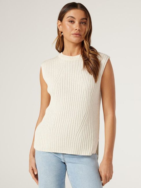 Stella Rib Sleeveless Knit, Yellow, hi-res