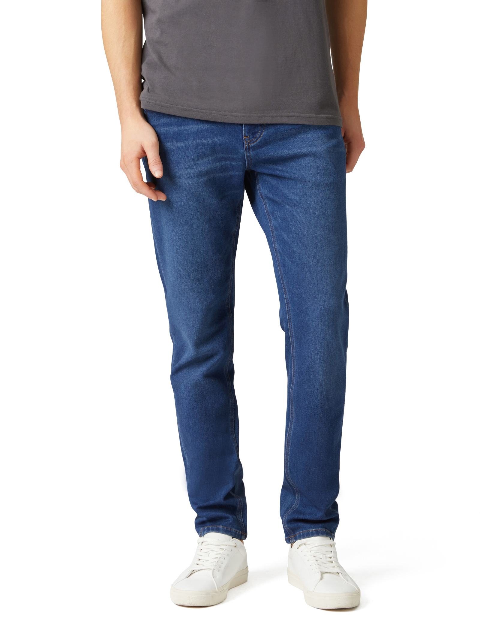 Ecqkame Men's Classic 6-Pocket Loose Flex Jean Clearance Men's Side Pocket  Trousers With Zipper Placket Skinny Jeans Blue S