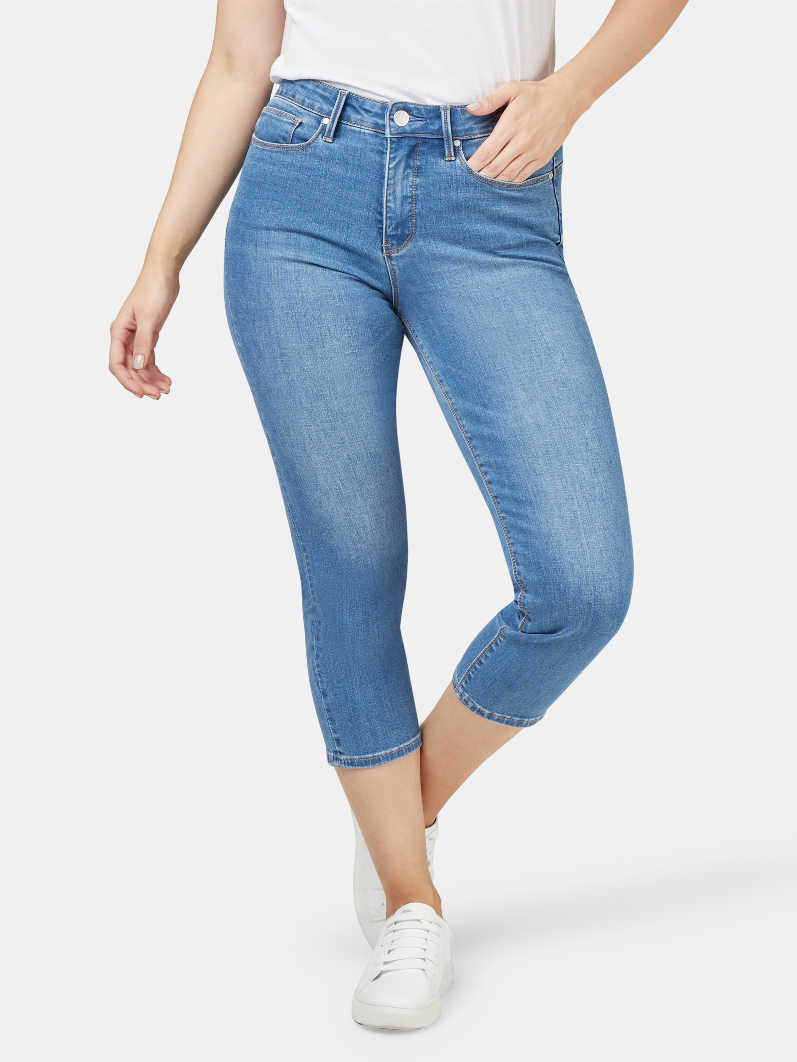 WONDERWAIST CAPRI ICE BLUE, Push-In, High-Rise, In-Built Corset, Skinny  Leg, Capri Length Denim Jeans